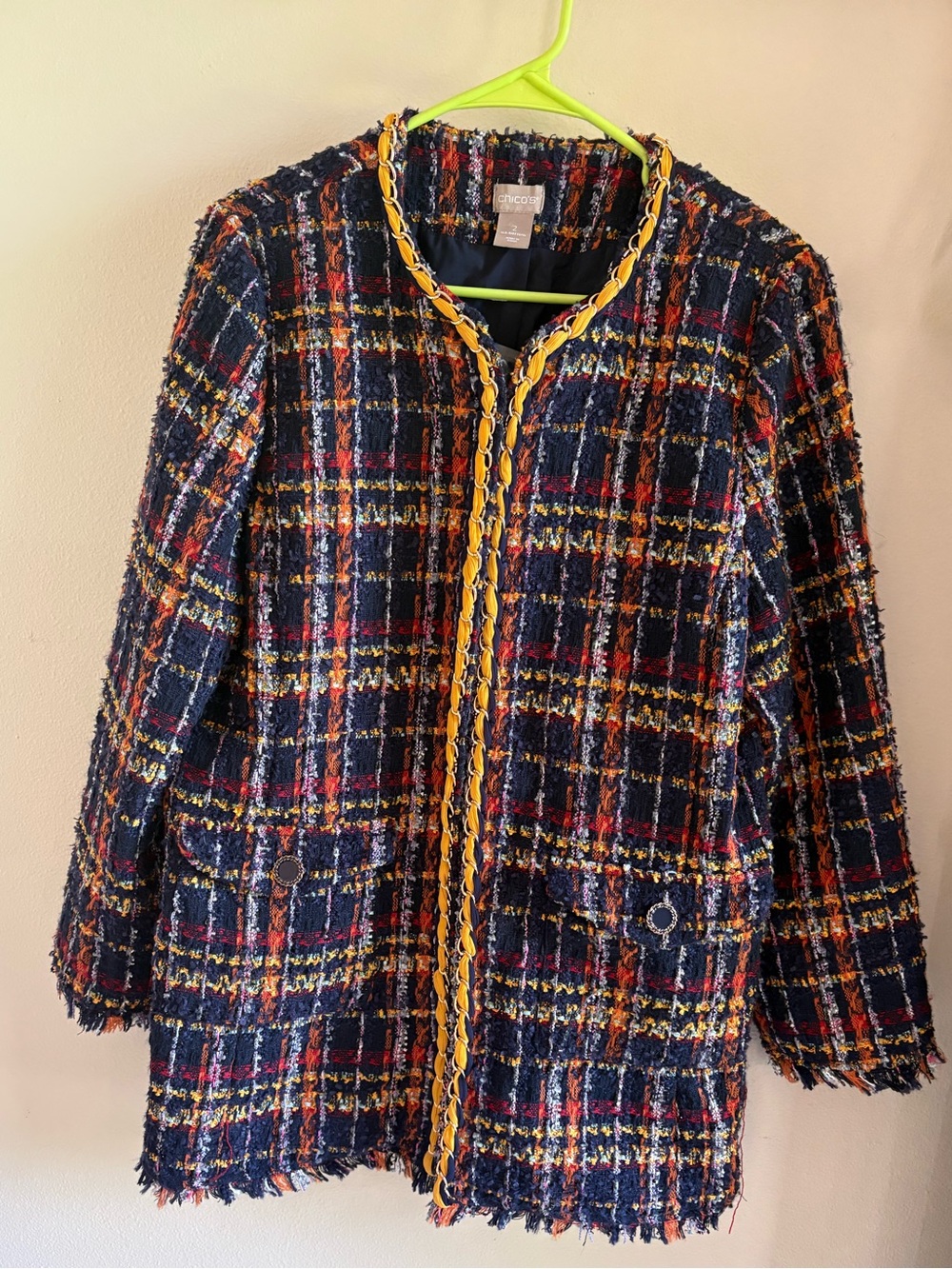 Chicos Tweed Plaid Jacket